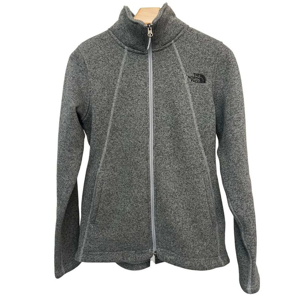 The North Face Women Fleece Zip Up Jacket Gray Small S Heathered‎ Full Zip